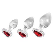 ADAM ET EVE RED HEART GEM GLASS PLUG SET